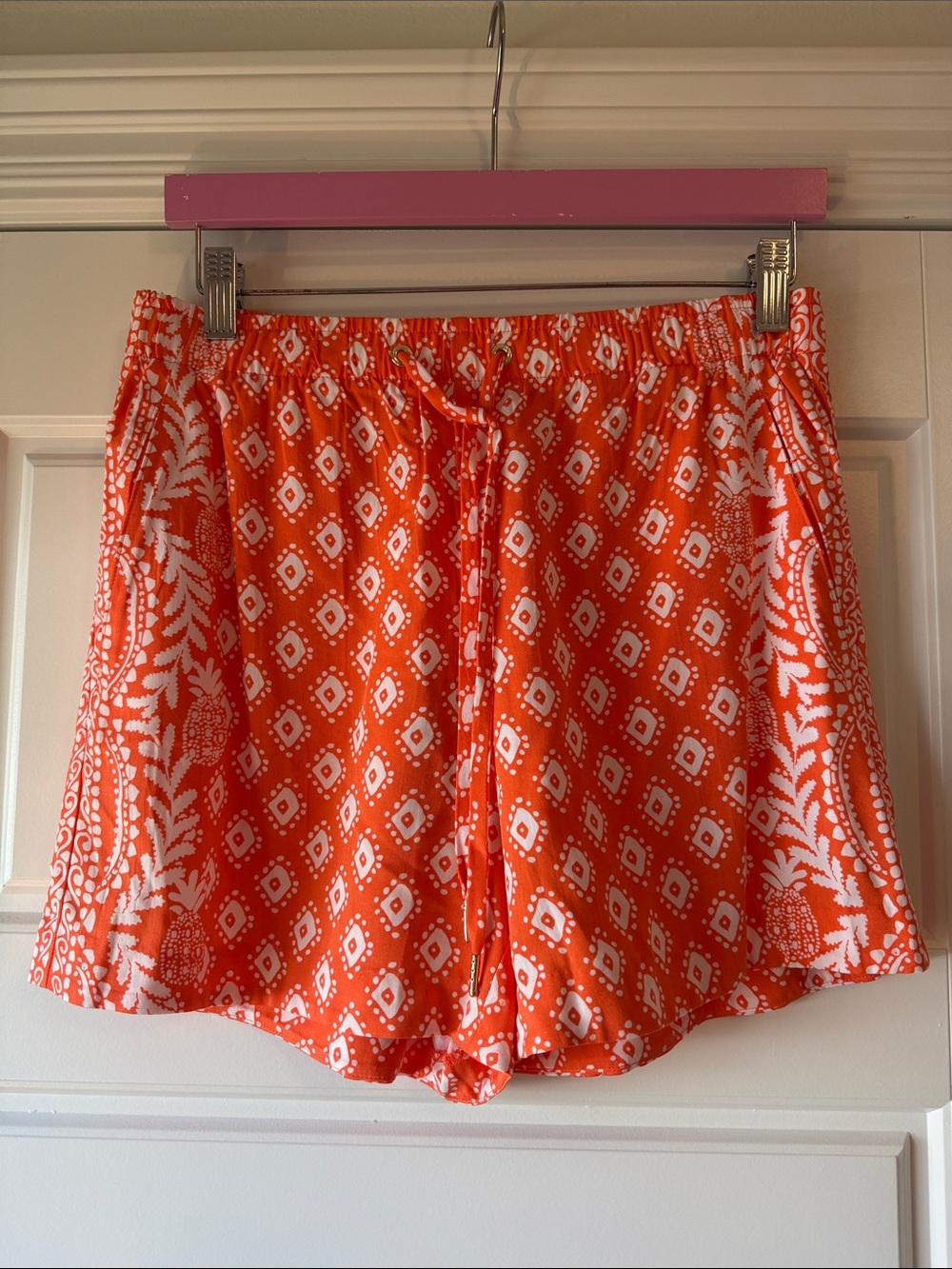 Lilly Pulitzer Orange and White Printed Pull-On Shorts